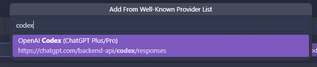 搜索并选择 OpenAI Codex 模板