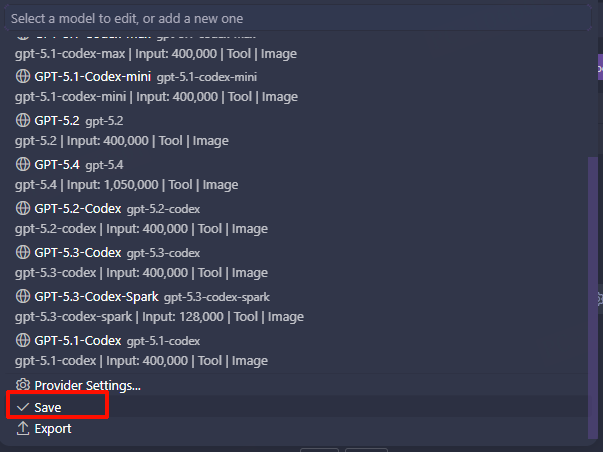 保存 Provider 配置
